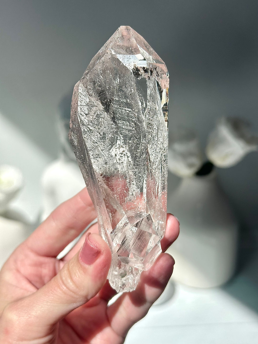 Thumbnail: 4.5” RARE Optical Himalayan Quartz with Mountainscape Etchings