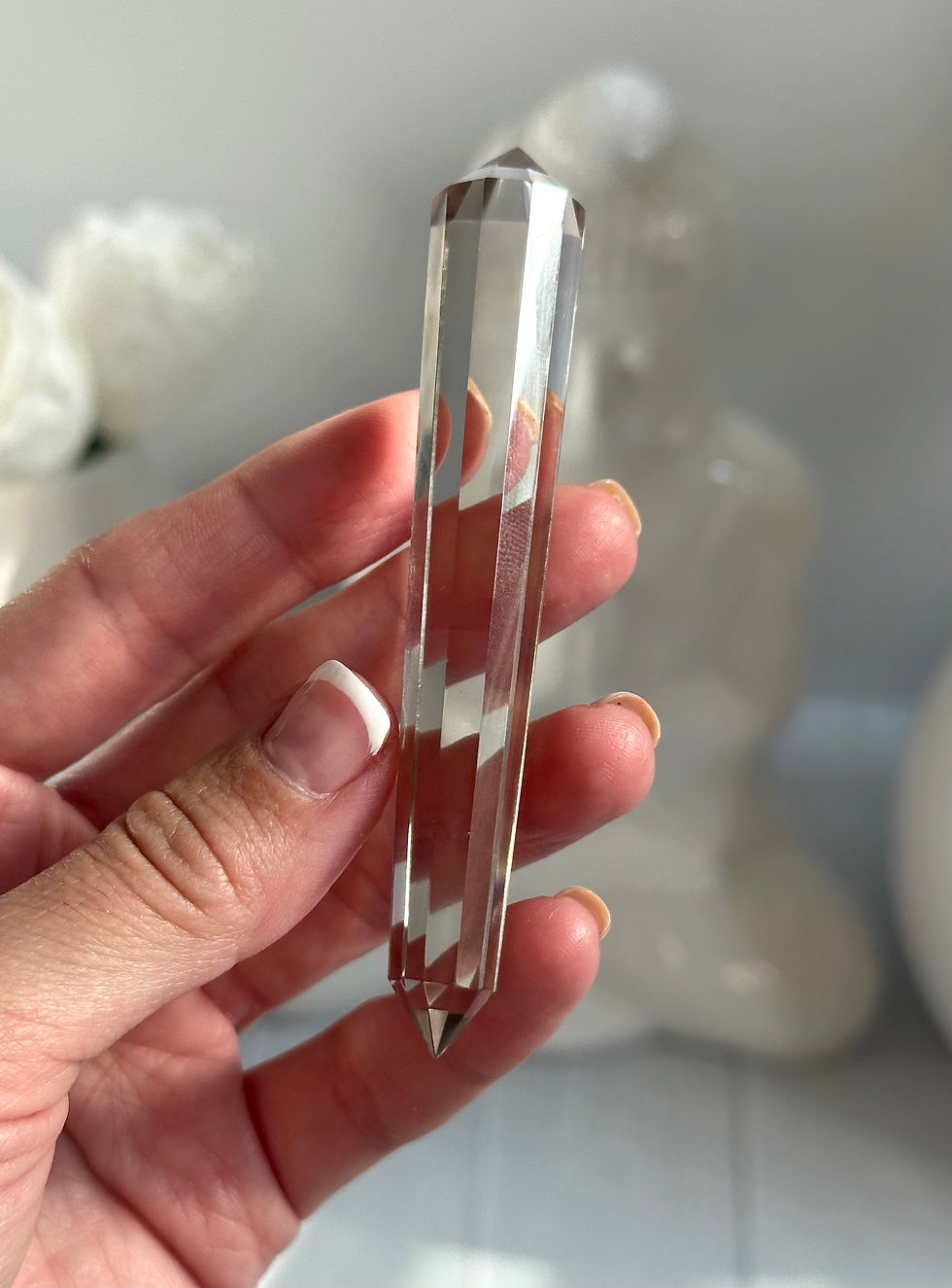 Thumbnail: 3.8" Lemurian Smoky Quartz - Double Terminated Faceted Wand - Brazil  