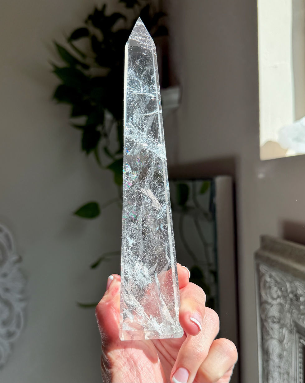 Thumbnail: 7.4”, Lemurian Quartz Obelisk with Rainbow - Minas Gerais, Brazil