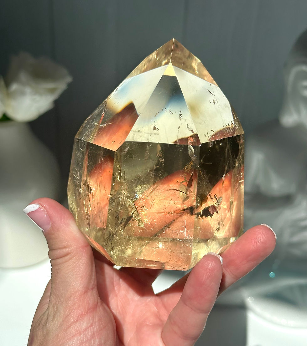 Thumbnail: 550g , 3.5” Citrine Point with Rainbows - Minas Gerais