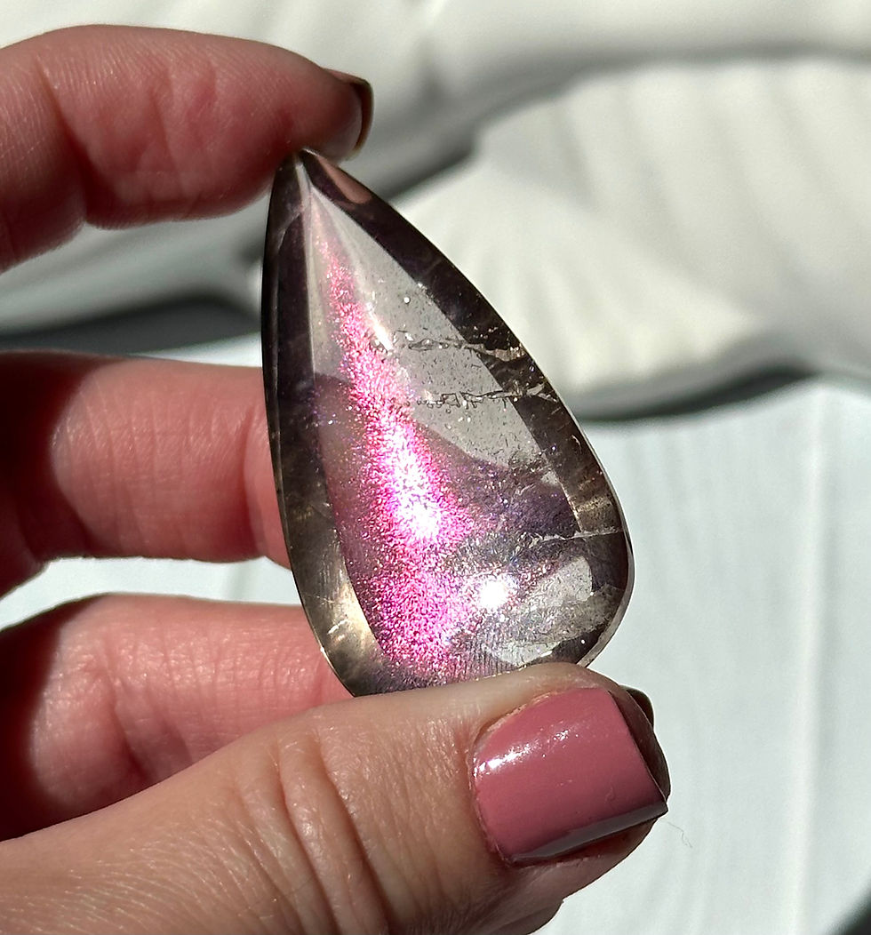 Thumbnail: 2.0”, 70ct Extremely Rare - PINK Fire Quartz Covellite with Incredible Flash