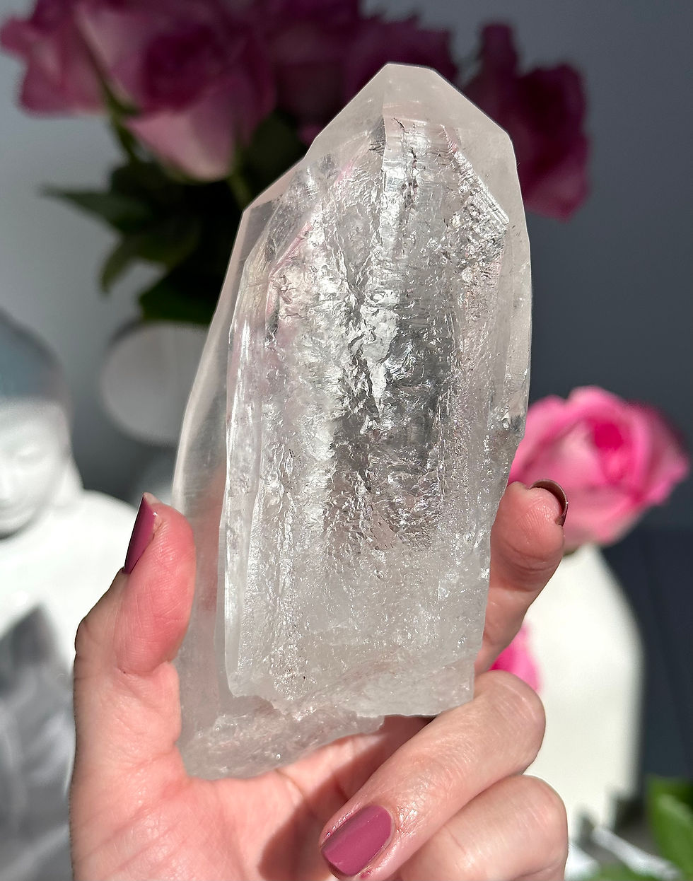 Thumbnail: 5.0” Companion Lemurian Quartz Points with Window and Linear Ridges - Brazil