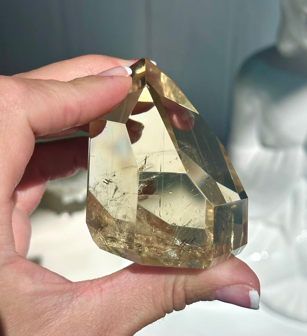 Thumbnail: 154g , 2.2” Citrine Point with Rainbows - Minas Gerais, Brazil