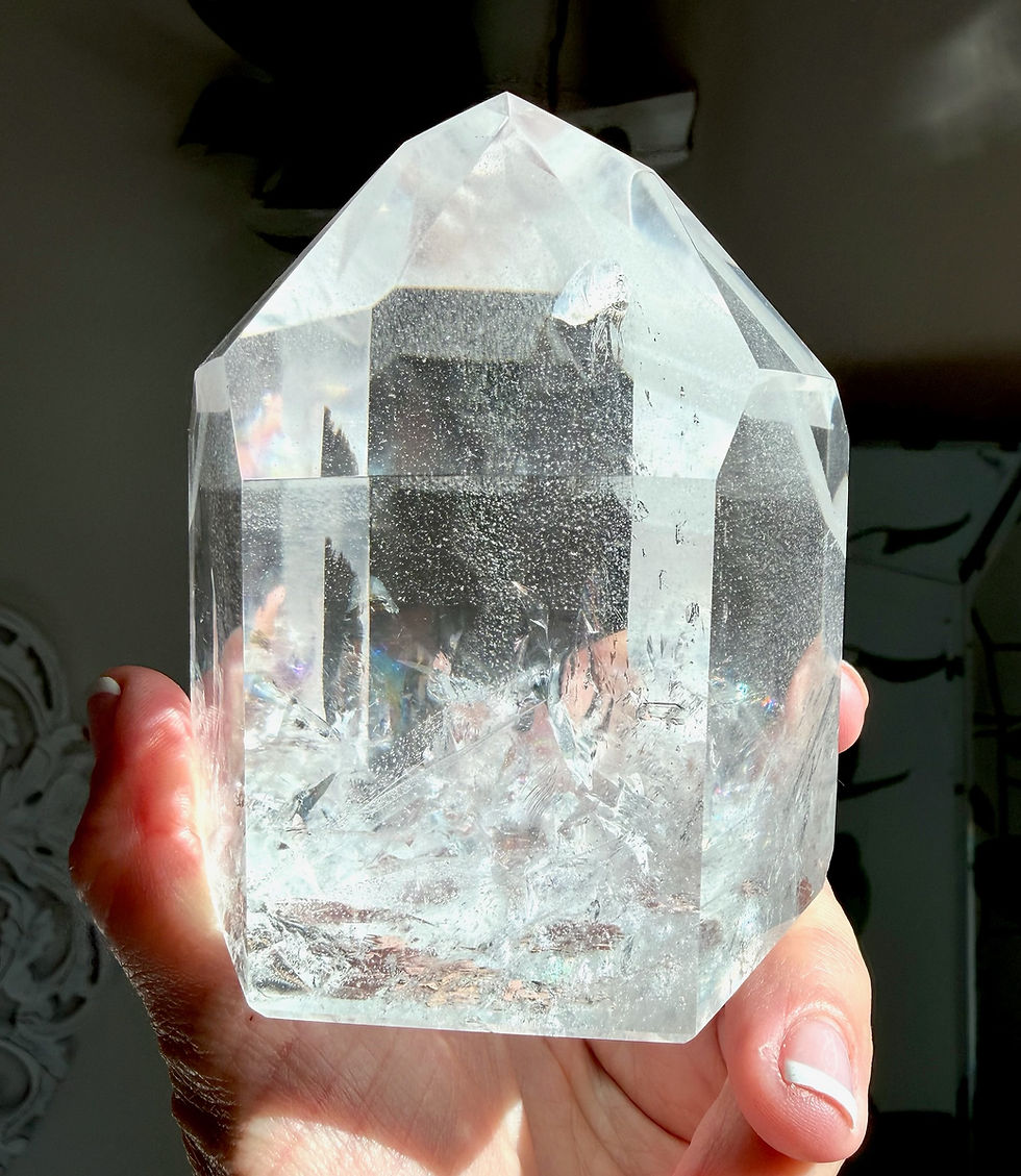Thumbnail: 3.9” 3D Phantom Lemurian Quartz Point with Rainbows - Minas Gerais, Brazil