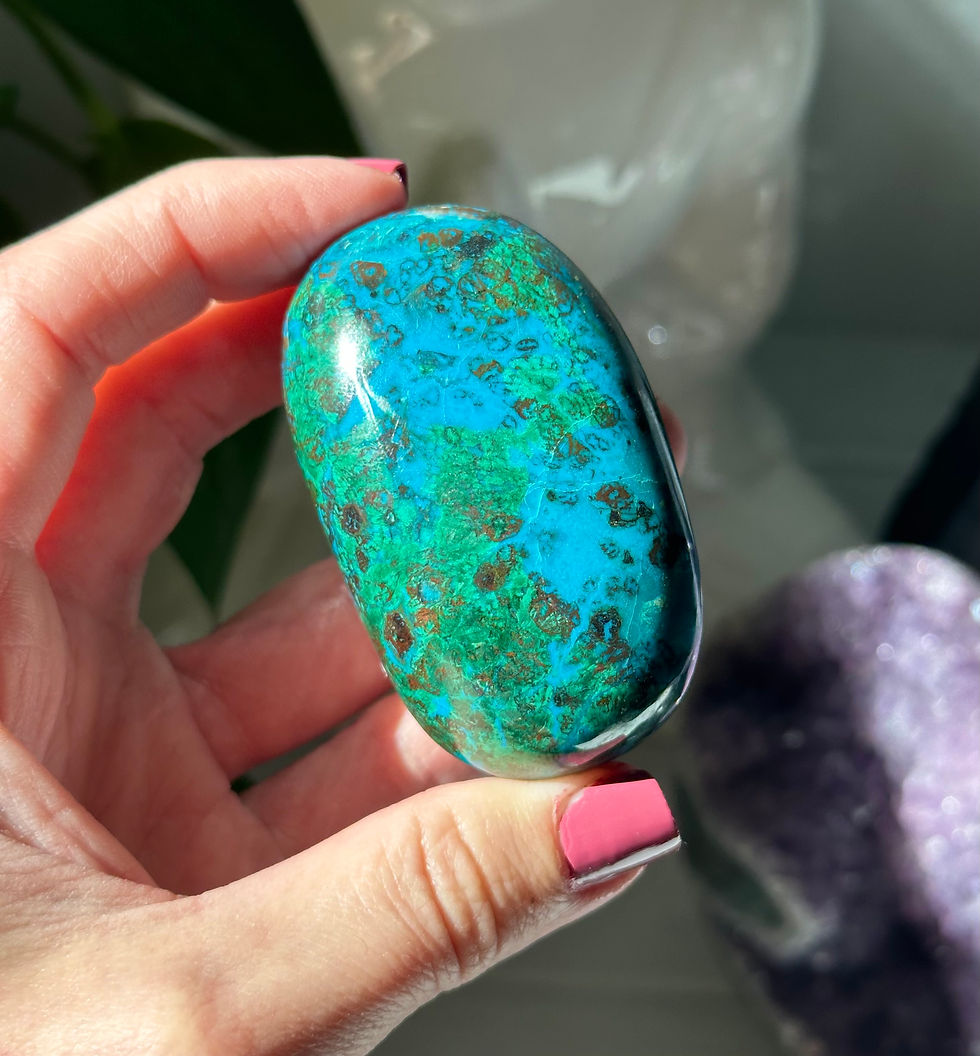 Thumbnail: 2.5”  Chrysocolla Palm Stone - Peru
