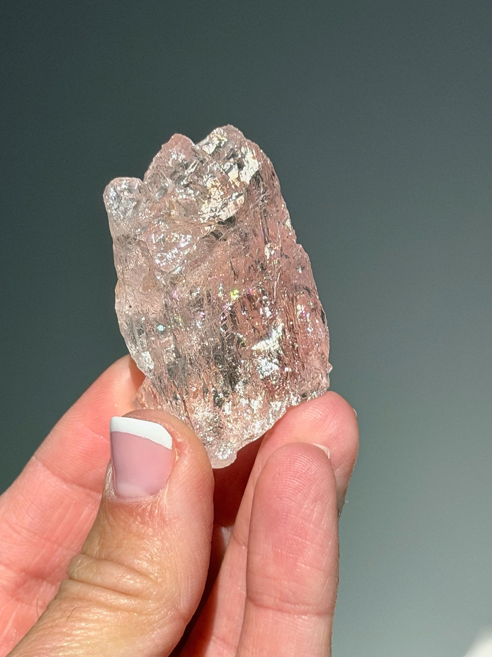 Thumbnail: 1.75”,  35g  Raw Morganite with Rainbow
