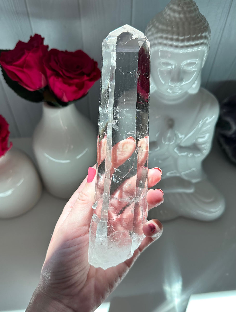 Thumbnail: 7.5” VERY RARE XXL  Diamantina Quartz Laser Wand with Rainbow  - Diamantina Mine