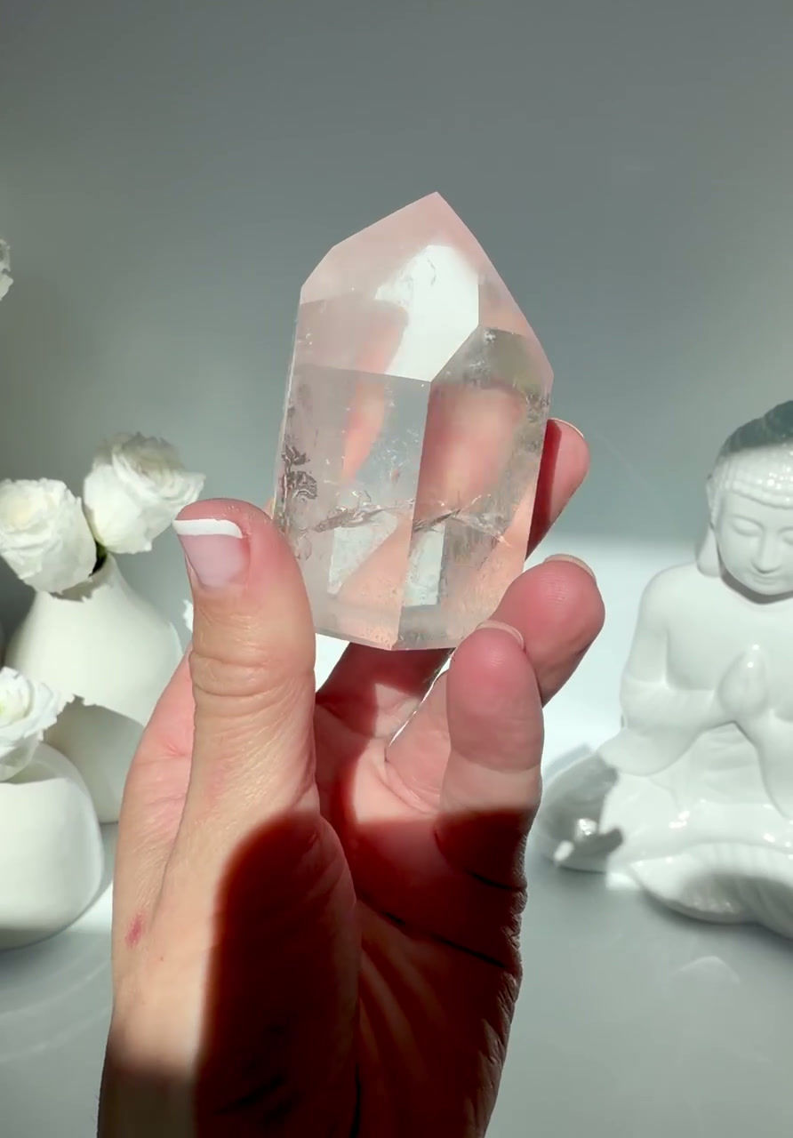 Thumbnail: 2.6” Soothing Lithium Quartz Point with Time Link - Brazil
