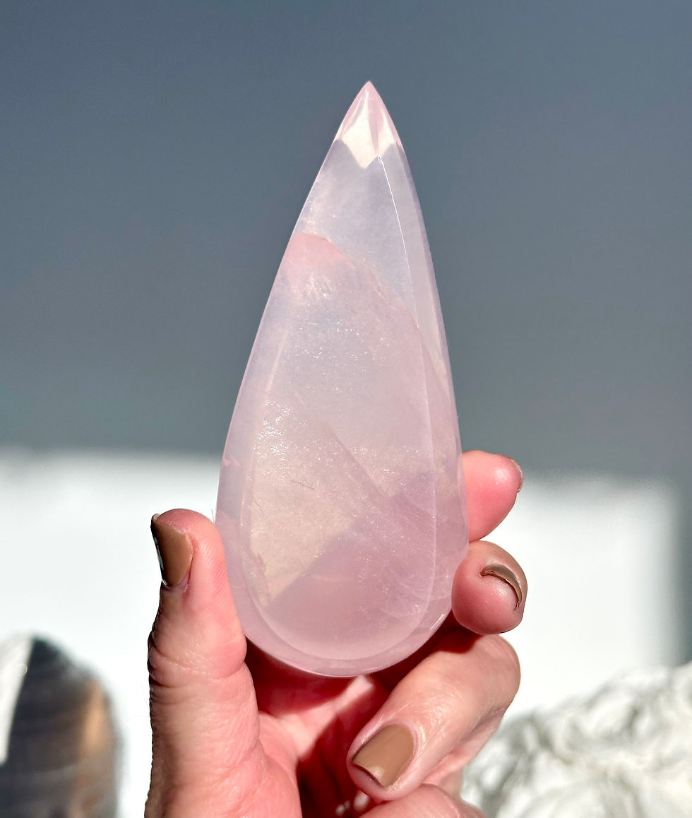 Thumbnail: 4.1” Gorgeous Rose Quartz Teardrop with Great Clarity - Brazil