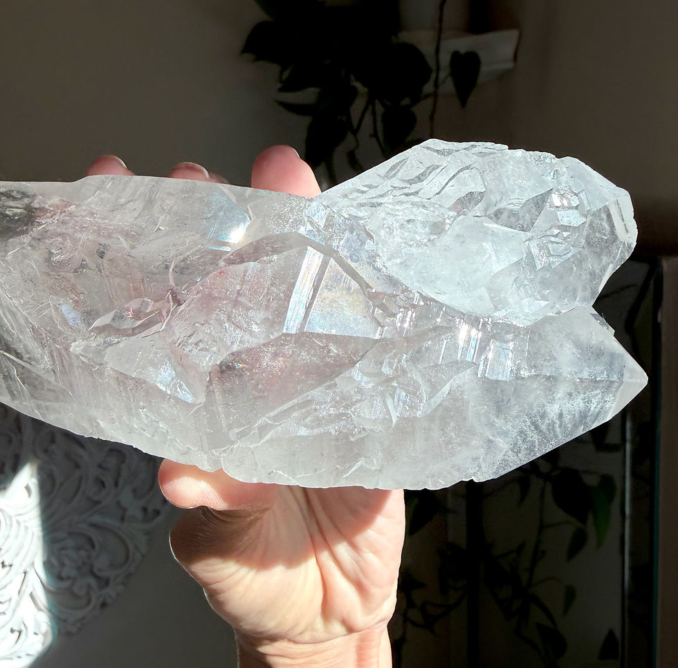 Thumbnail: 8.4” DT, Self-Healed Lemurian Quartz Point With Record Keepers -Brazil