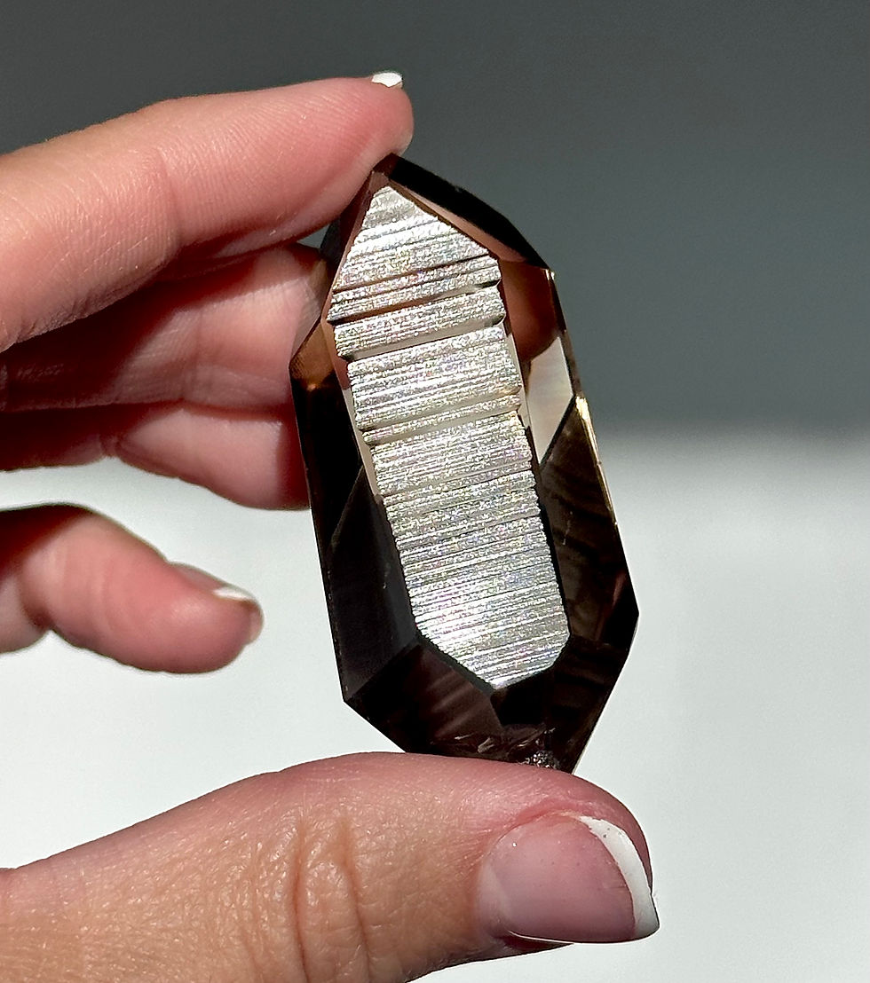 Thumbnail: 2.25” DT Light Smoky Lemurian Quartz Point with Linear Ridges