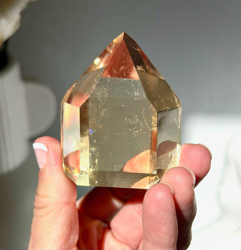 Thumbnail: 2.3”, Citrine Point with Time Link and Mini Rainbow - Minas Gerais, Brazil