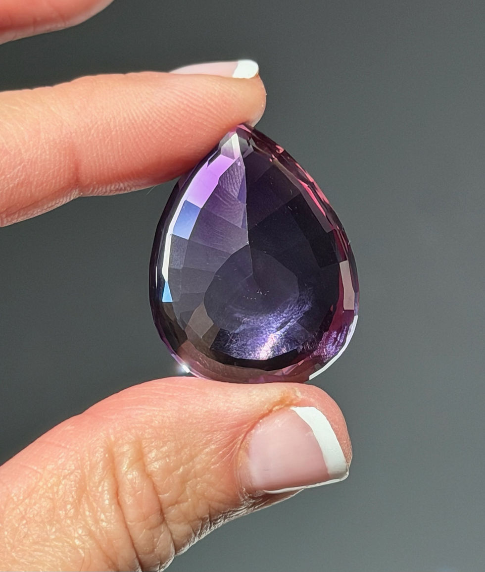 Thumbnail: 1.1” , 50ct. RARE AAA Royal Purple Amethyst Teardrop Faceted Gem Stone - India