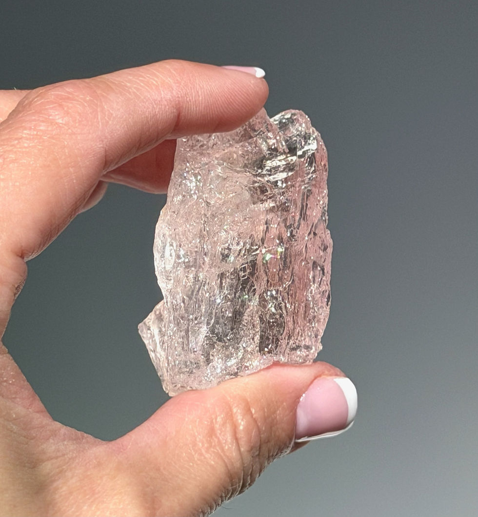 Thumbnail: 1.75”,  35g  Raw Morganite with Rainbow