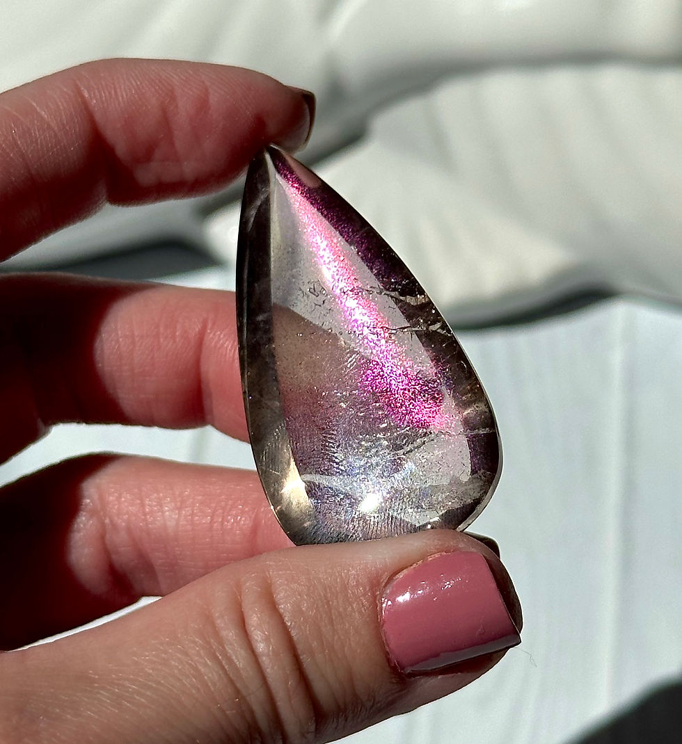 Thumbnail: 2.0”, 70ct Extremely Rare - PINK Fire Quartz Covellite with Incredible Flash