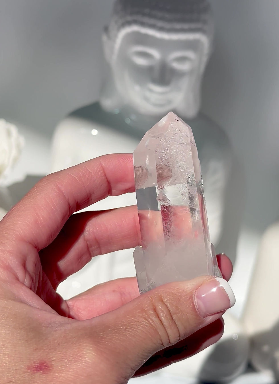 Thumbnail: 2.8” Silver Quartz Point w/ Deep etchings, Companion Crystals
