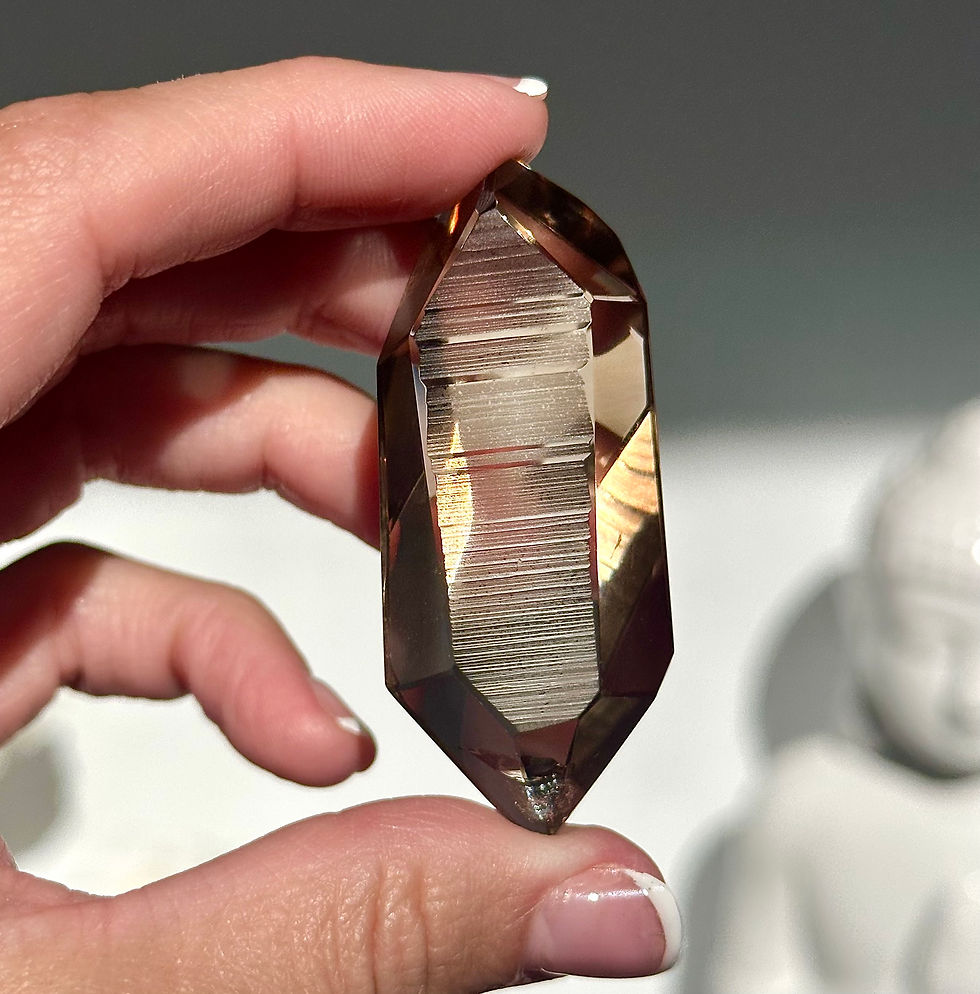 Thumbnail: 2.25” DT Light Smoky Lemurian Quartz Point with Linear Ridges