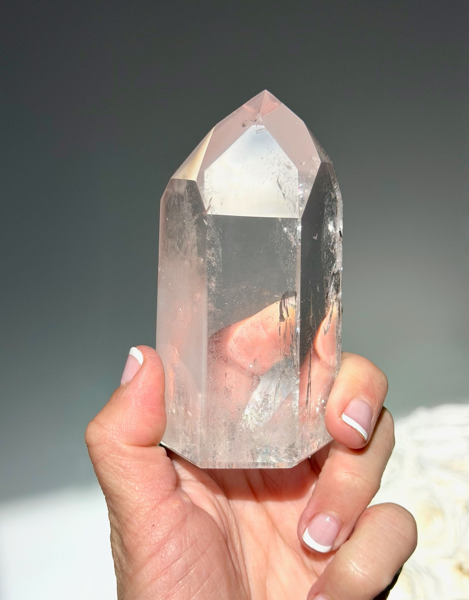 3.6” Lithium Quartz Point with Mini Rainbow - Brazil
