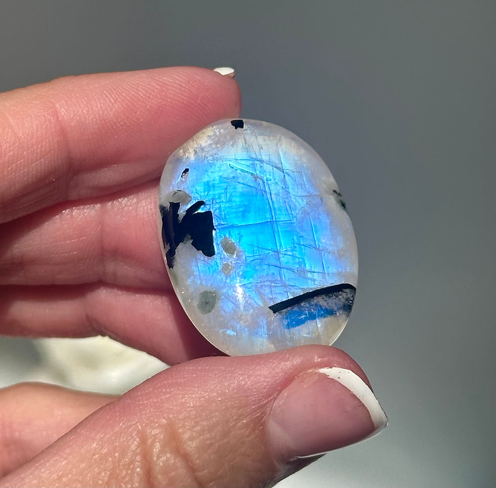 Thumbnail: High Grade Rainbow Moonstone Pocket Stone - India