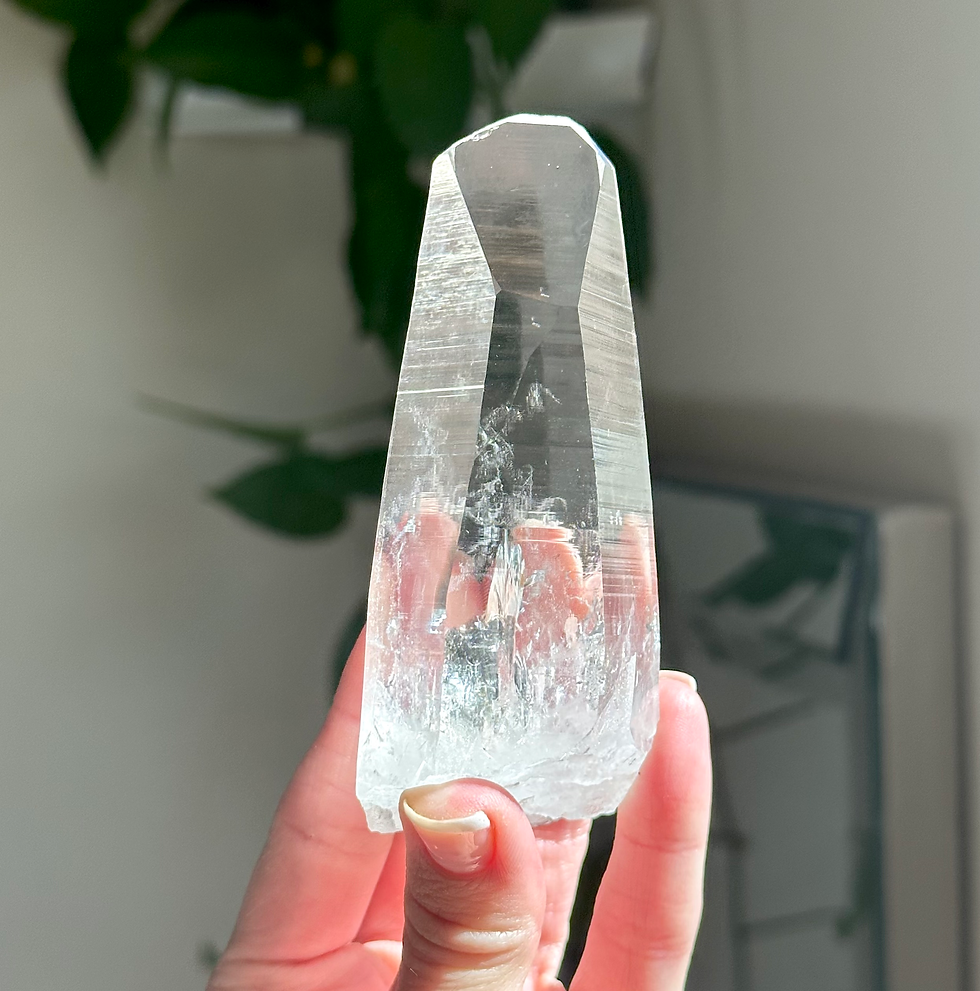 Thumbnail: 4.0” Colombian Lemurian Quartz Point w/ Linear Ridges and Rainbow - Pena Blanca 