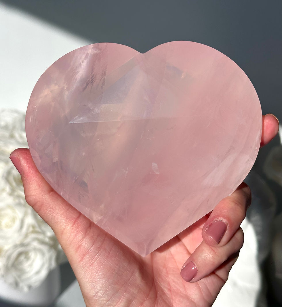 Thumbnail: 4.75” XL Faceted Rose Quartz Heart - Brazil