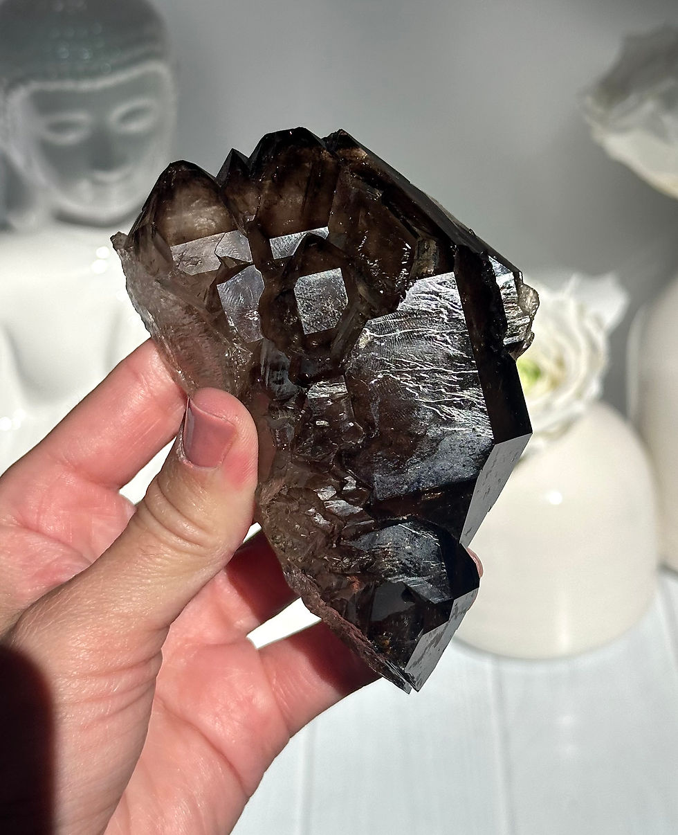 Thumbnail: 4.2” Smoky Quartz Elestial with Stand - Minas Gerais , Brazil