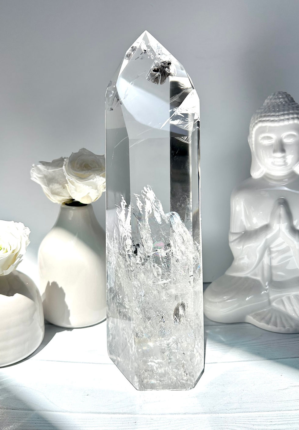 Thumbnail: 13.3” , 3.599kg XXL Lemurian Quartz Point with Rainbows - Minas Gerais, Brazil