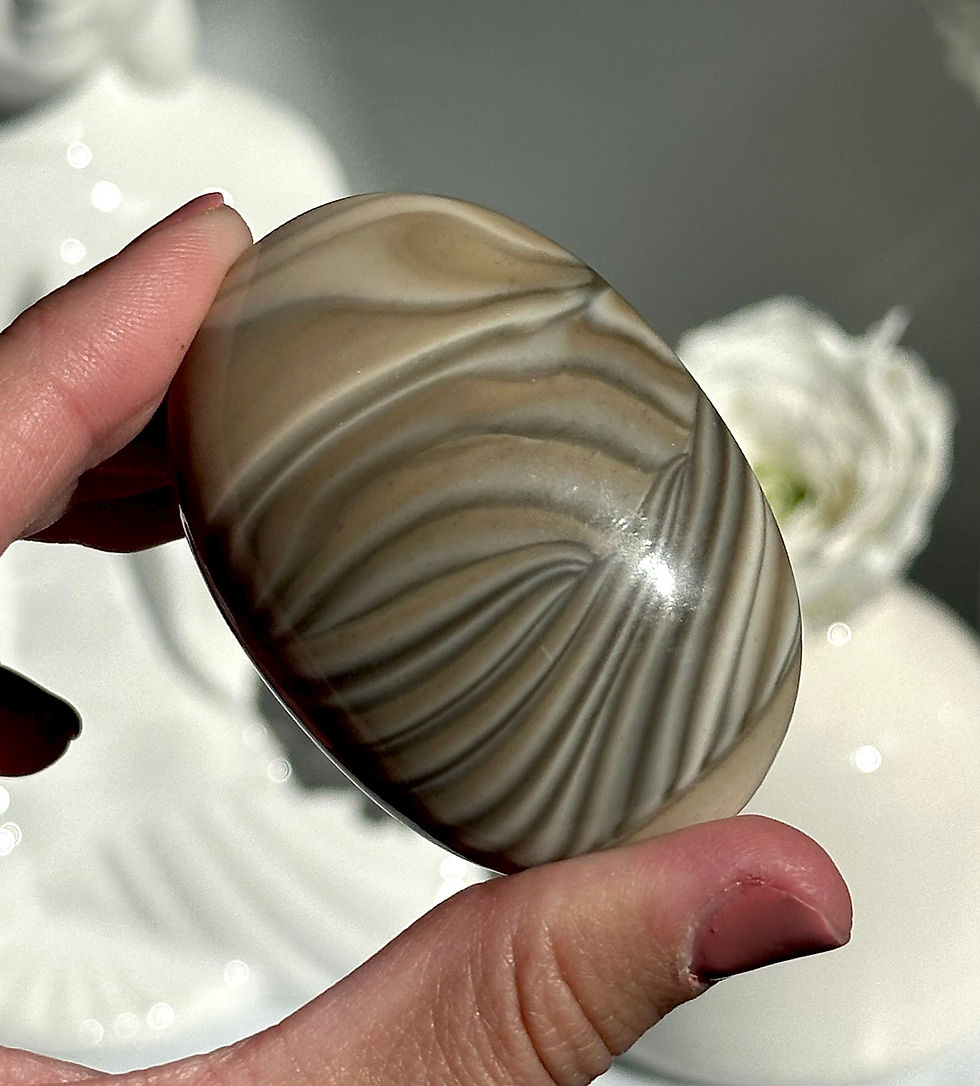Thumbnail: 2.5 ”Mesmerizing Banded Flint Stone Palm Stone - New Find - Poland