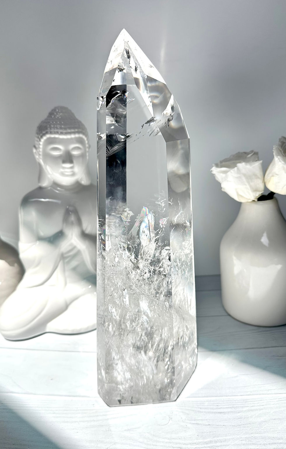 Thumbnail: 13.3” , 3.599kg XXL Lemurian Quartz Point with Rainbows - Minas Gerais, Brazil