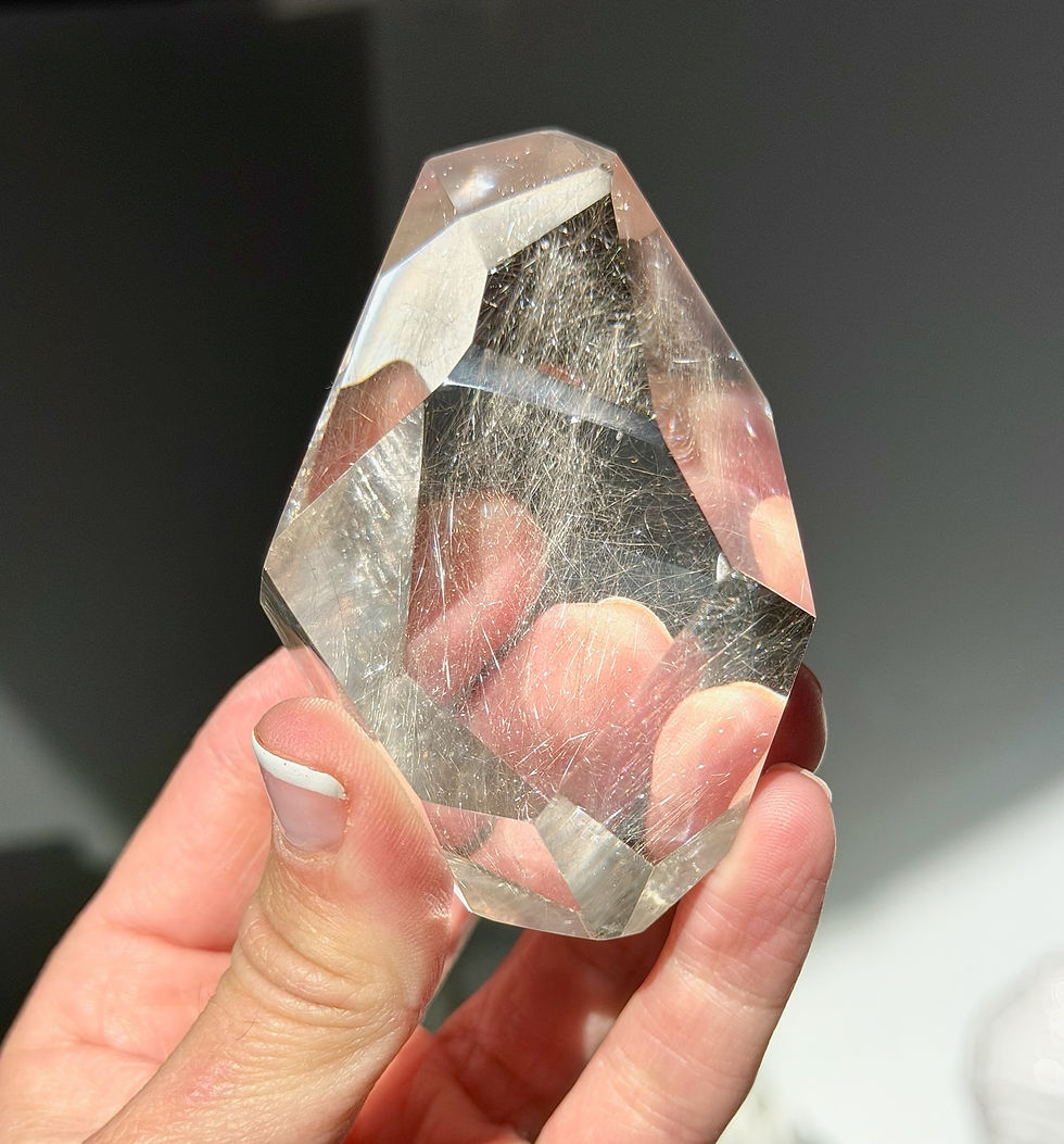 Thumbnail: 3.0” Champagne Rutilated Quartz Faceted Free Form - Stand Included - Brazil