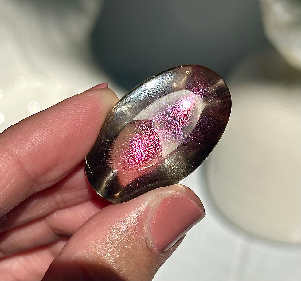 Thumbnail: 1.3”, 45ct VERY Rare - PINK Fire Quartz Covellite with Flash- Brazil  Covellite
