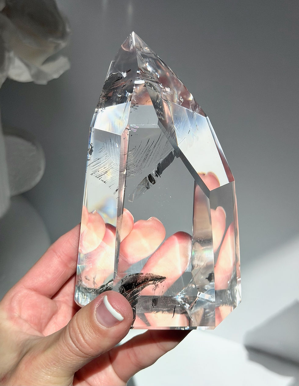 Thumbnail: 4.9” Radiant Lemurian Quartz Point with Supreme Clarity and Rainbows - Brazil