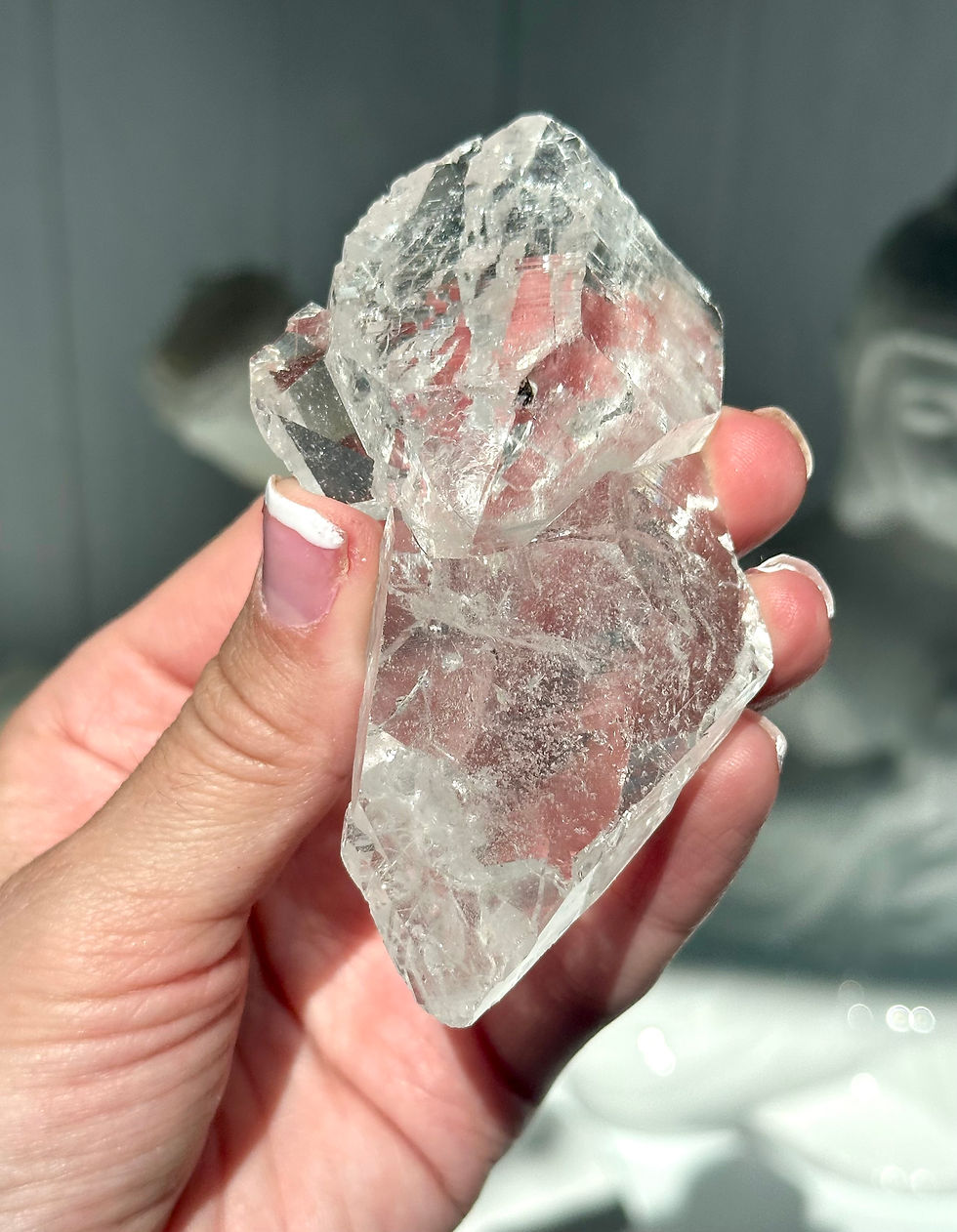Thumbnail: 3.7” Elestial Himalayan Quartz Formation with Trigonic Record Keepers