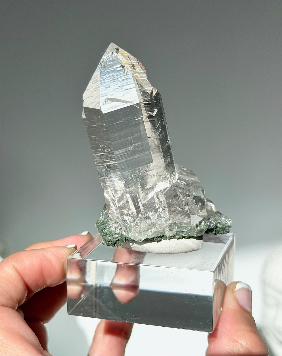 Thumbnail: 3.8” Top Quality Himalayan Quartz Cluster With DT Companion Crystal, Chlorite