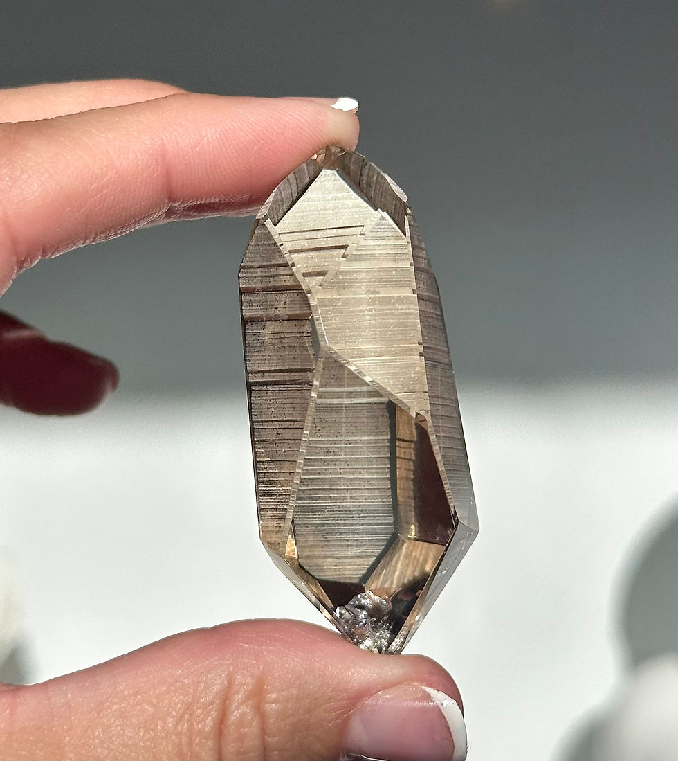 Thumbnail: 2.25” DT Light Smoky Lemurian Quartz Point with Linear Ridges