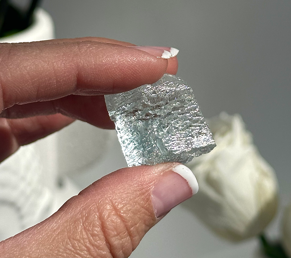 Thumbnail: 1.0”, 18g Etched Aquamarine Bar with Rainbow - Pakistan 