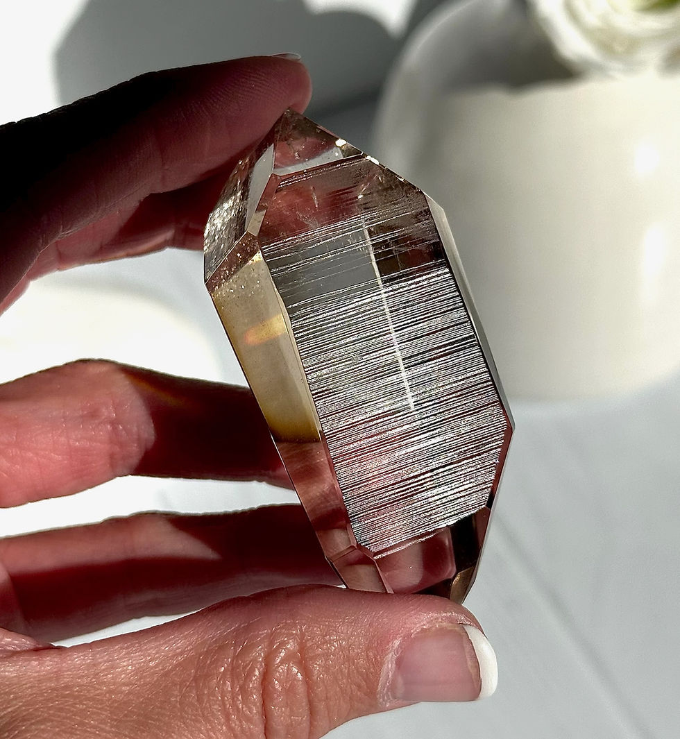 2.6” DT Light Smoky Lemurian Quartz Point with Linear Ridges - Minas Gerais
