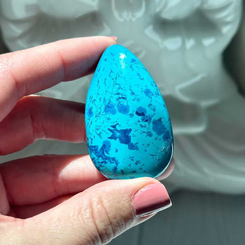 Thumbnail: 1.9” Extremely RARE Collectors Grade Shattuckite Palm Stone - Namibia