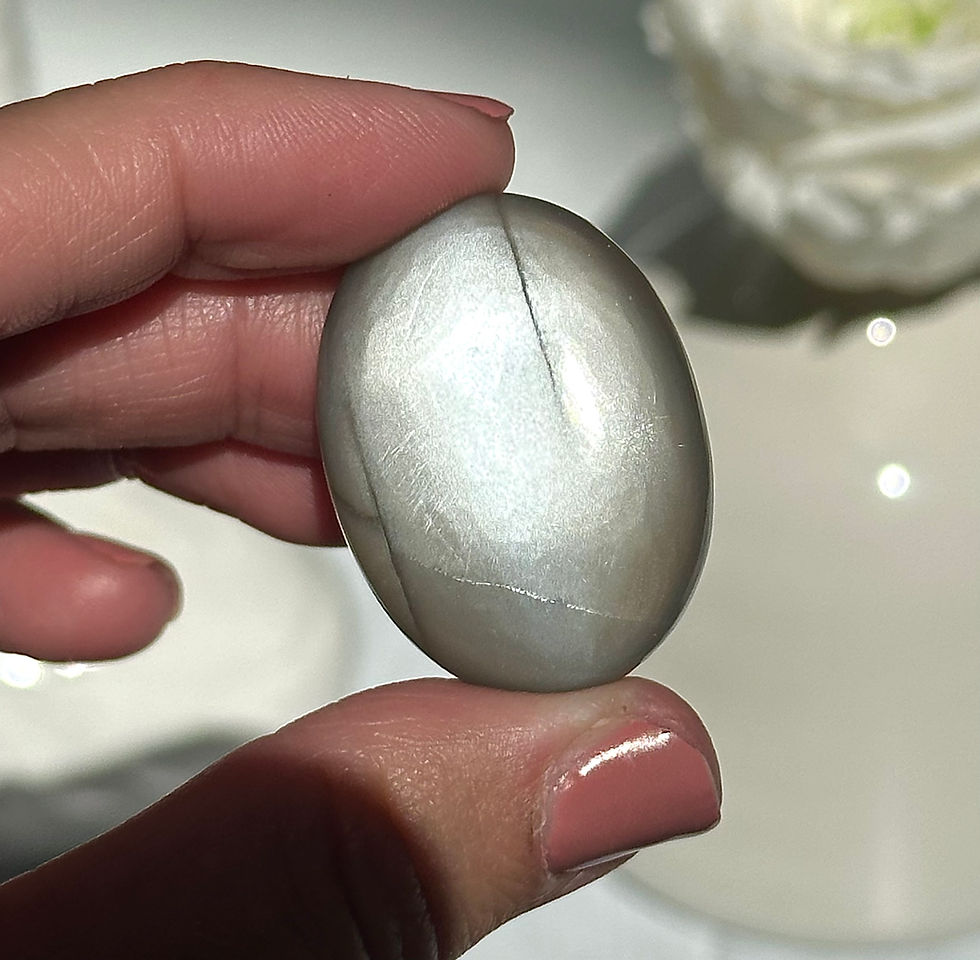 Thumbnail: 1.4” Top Quality Black Moonstone Palm Stone with Incredible Sheen - India