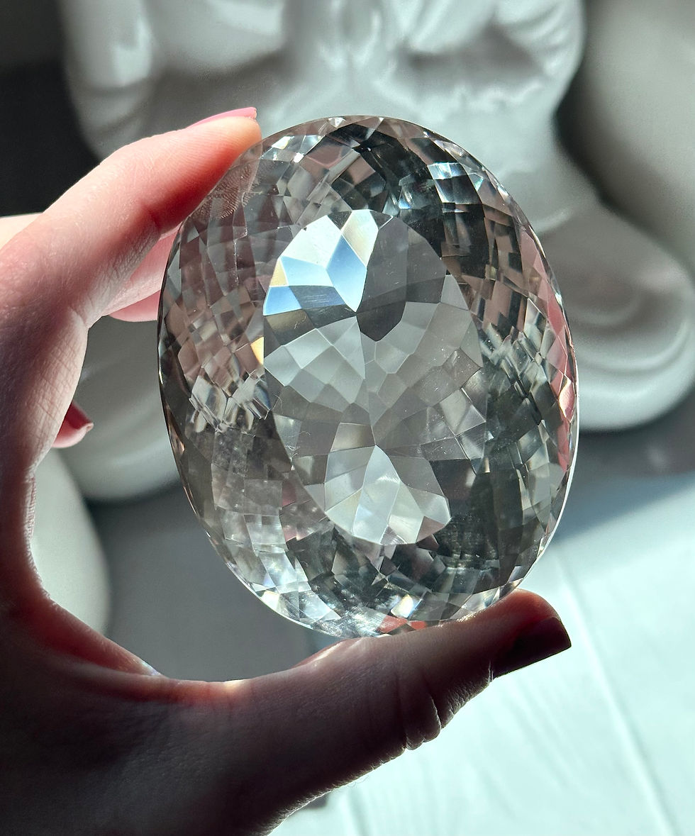 3.0” XL Faceted Lemurian Quartz Gem Stone - Brazil
