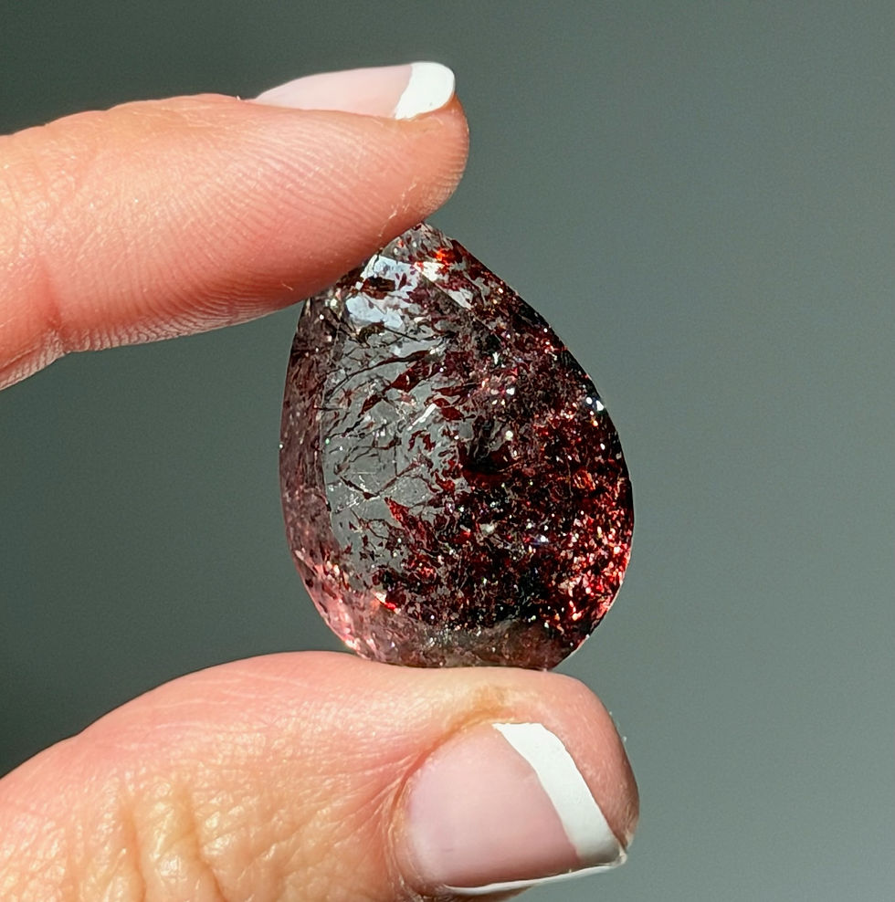 Thumbnail: 1.1” ,43.5ct. RARE Gorgeous Sparkling Deep Scarlet Red Super Seven Lepidocrocite