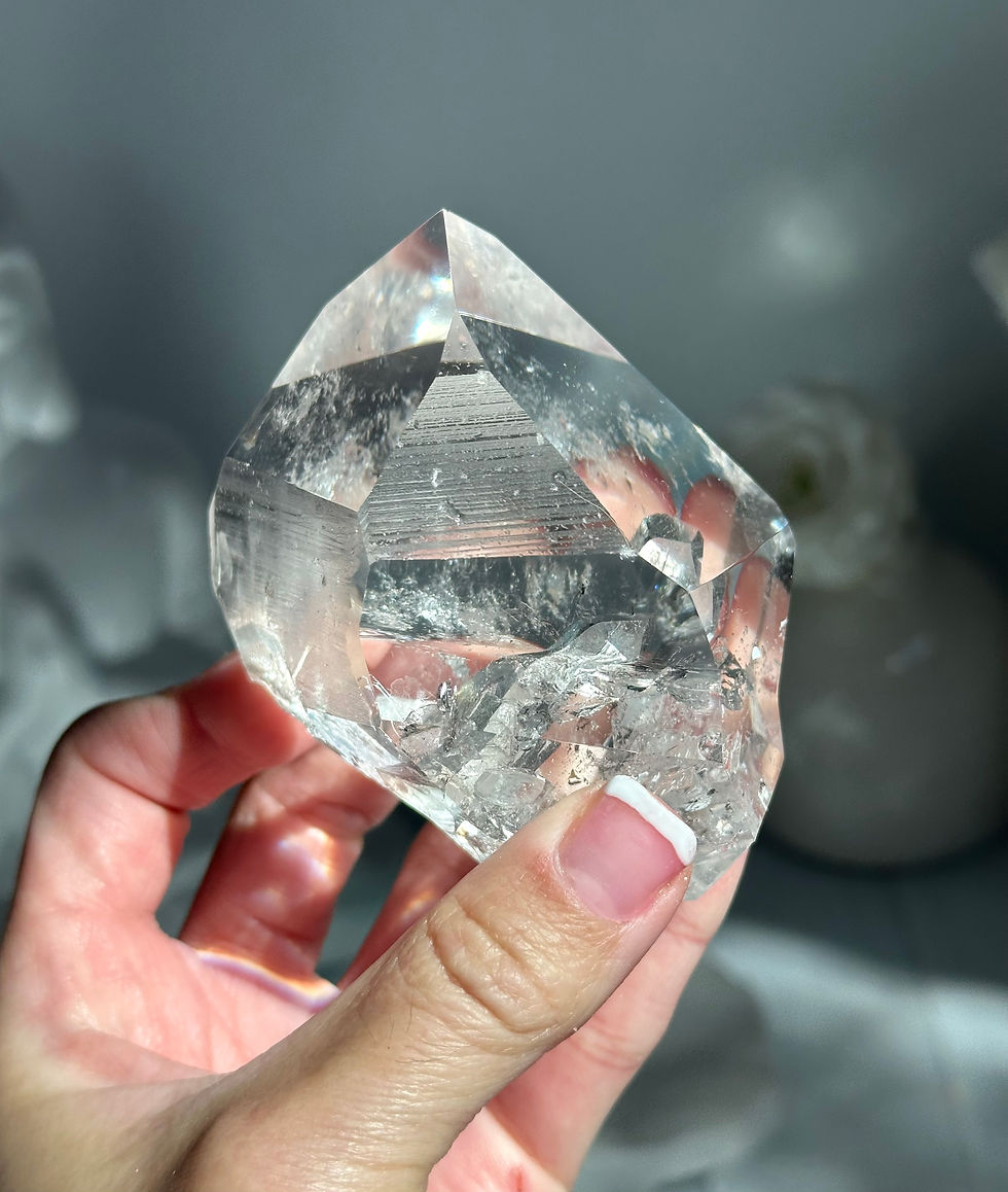 Thumbnail: 3.0” Abstract Faceted Lemurian Quartz Point with Huge Manifestation Crystal