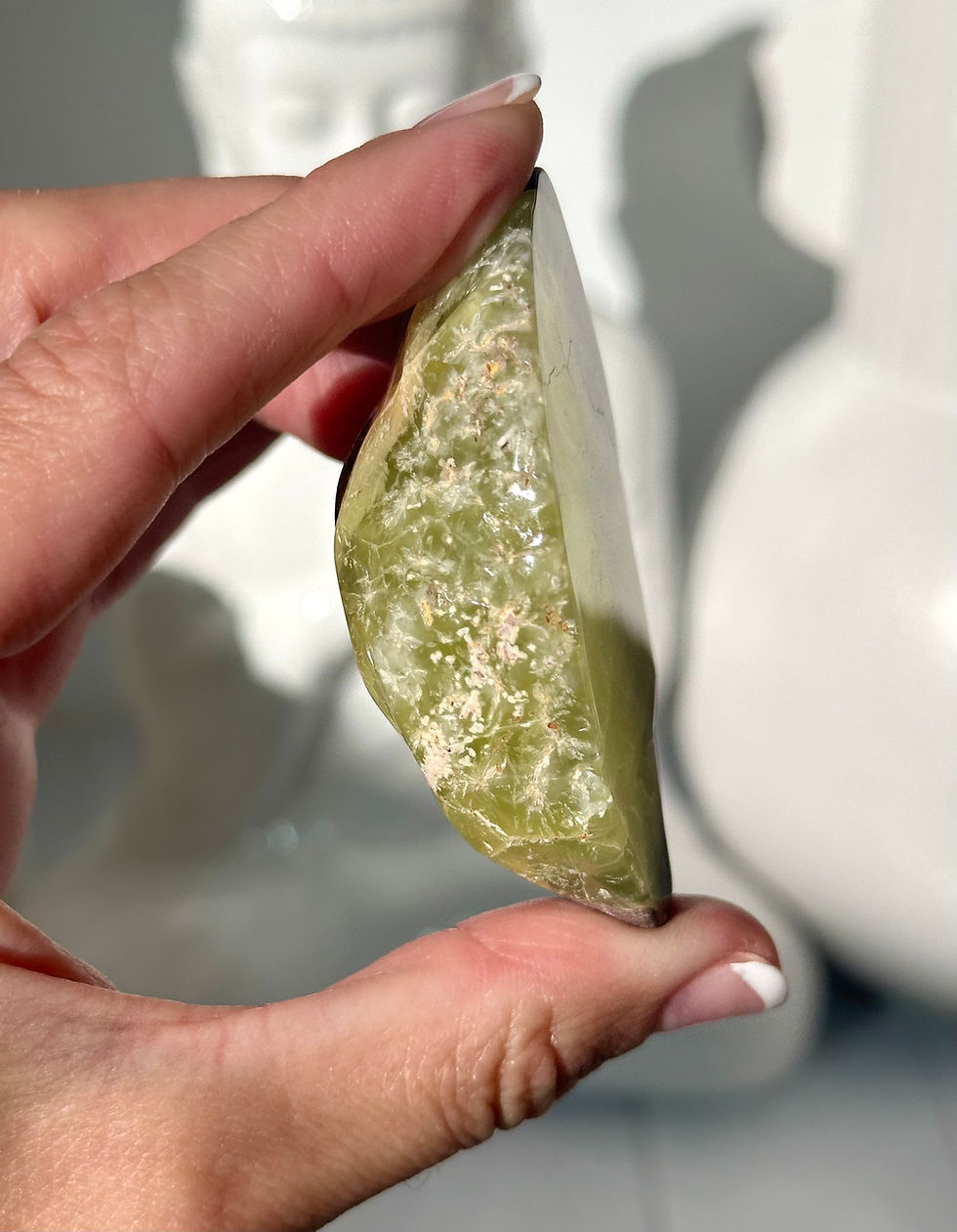Thumbnail: 2.6” RARE Australian Prehnite with Natrolite and Basalt Inclusions - NEW FIND   