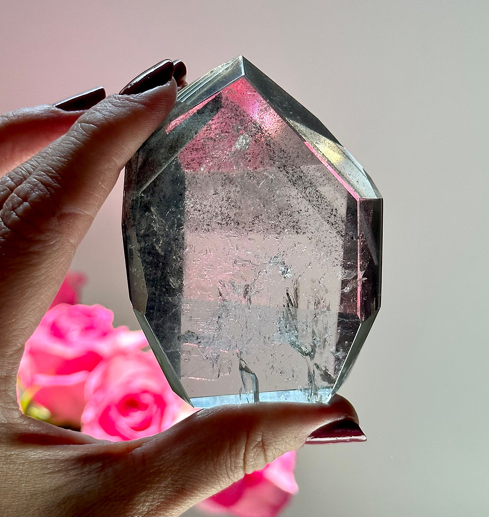 Thumbnail: 3.0” RARE  Black Tourmaline Phantom Lemurian Quartz Free Form - Brazil