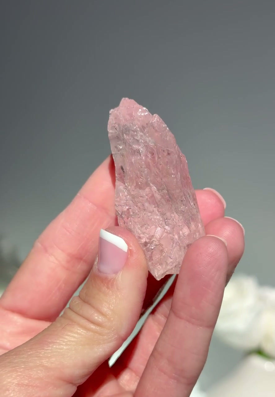 Thumbnail: 1.75”,  35g  Raw Morganite with Rainbow