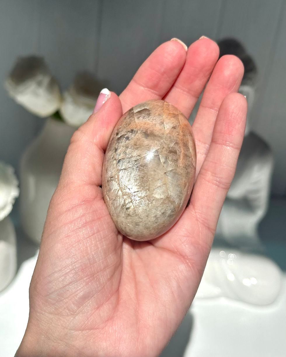 Thumbnail: 2.5” Peach Moonstone Shiva Stone  w/ Sheen Glow - India