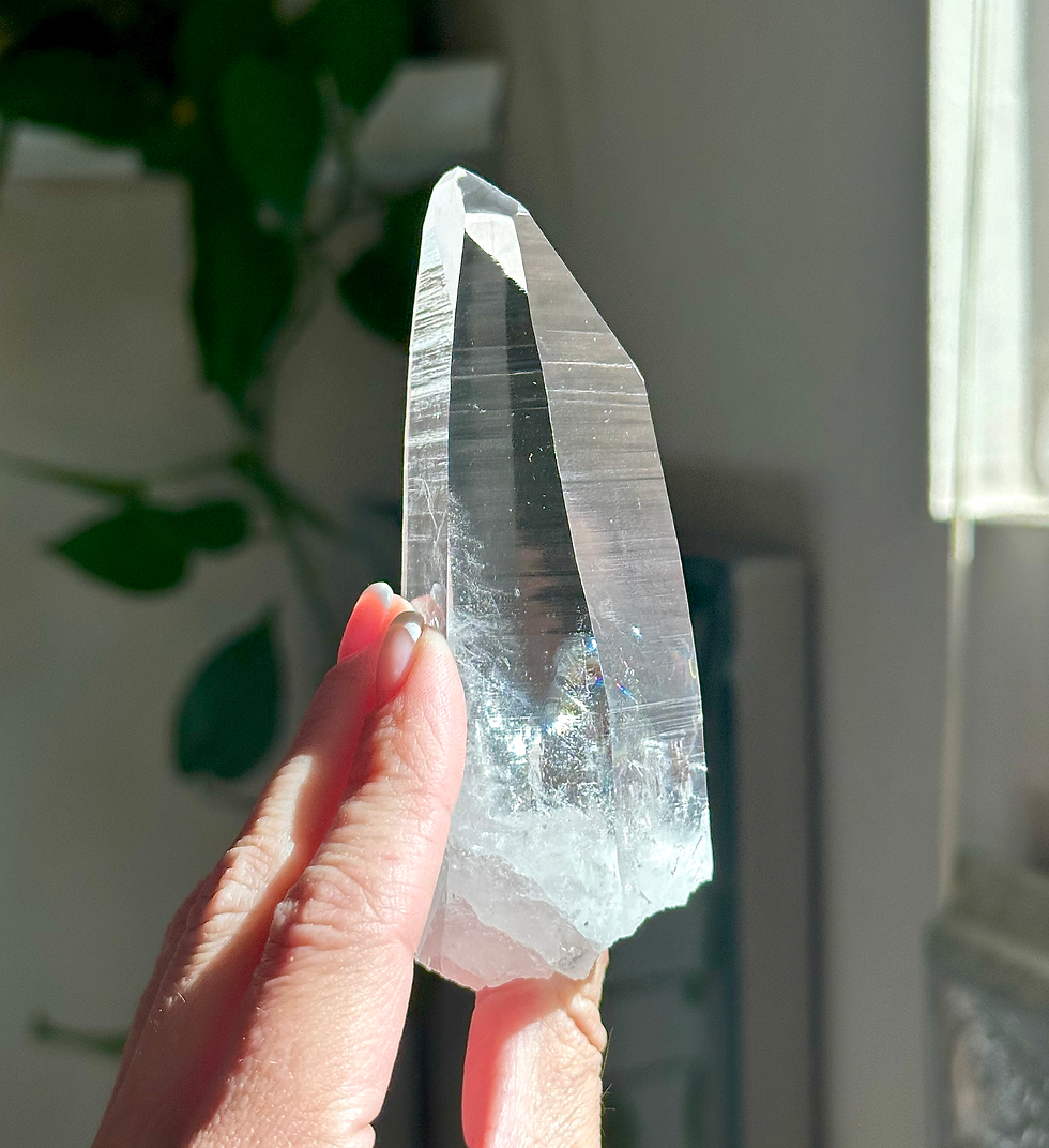 Thumbnail: 4.0” Colombian Lemurian Quartz Point w/ Linear Ridges and Rainbow - Pena Blanca 