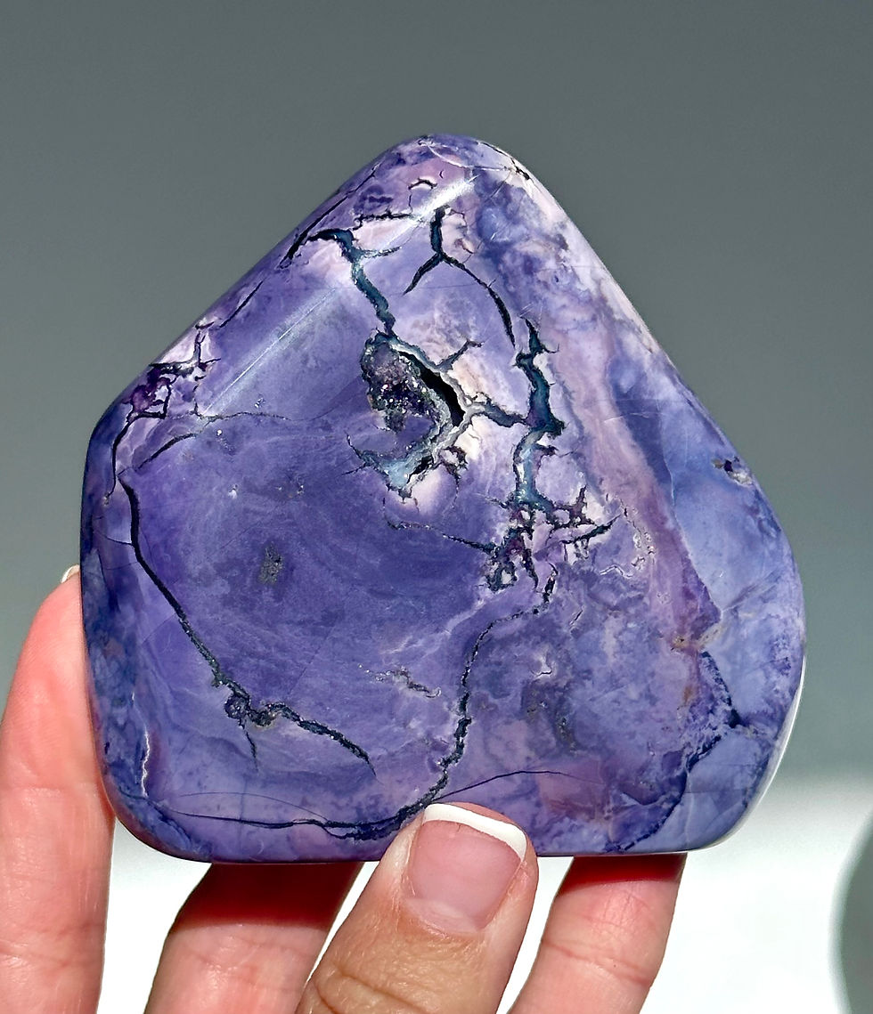 Thumbnail: 3.0” Dreamy Purple Tiffany Stone with Sparkling Chalcedony Druzy - UV Reactive