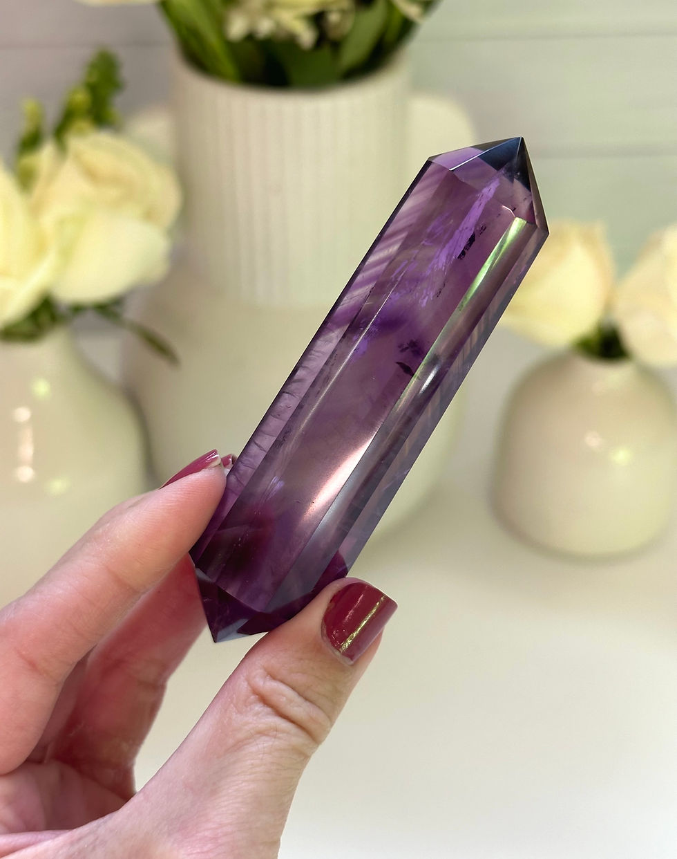 Thumbnail: 4.1” DT Faceted Amethyst Phantom Wand - Brazil