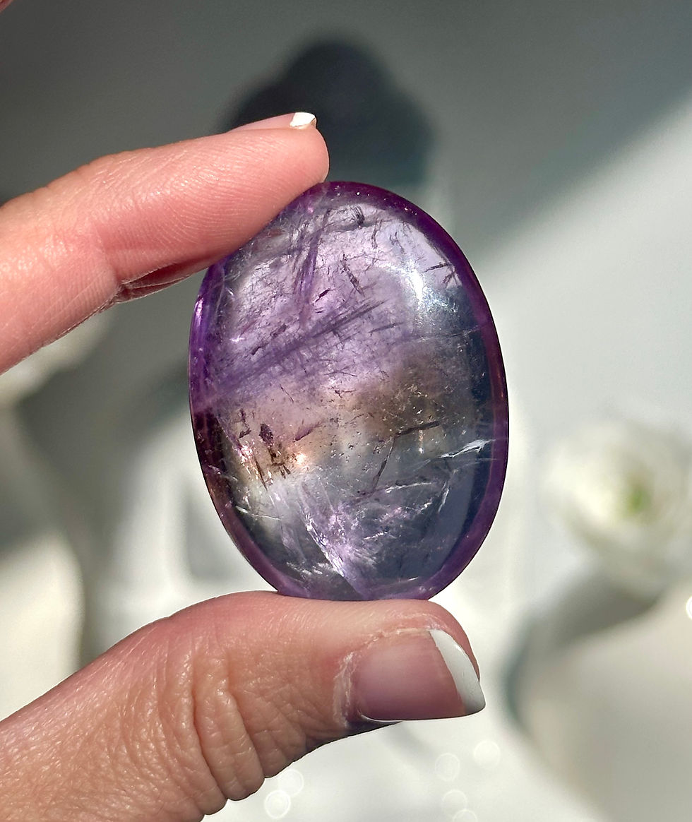 Thumbnail: 1.6",  Bi-Color Ametrine Palm Stone - Bolivia 